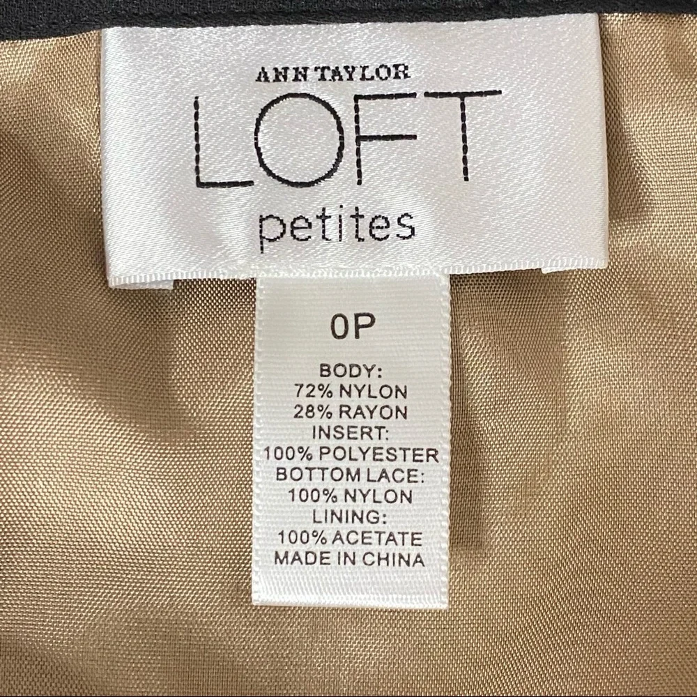 LOFT Petites Black Lace Overlay Skirt Size 0P